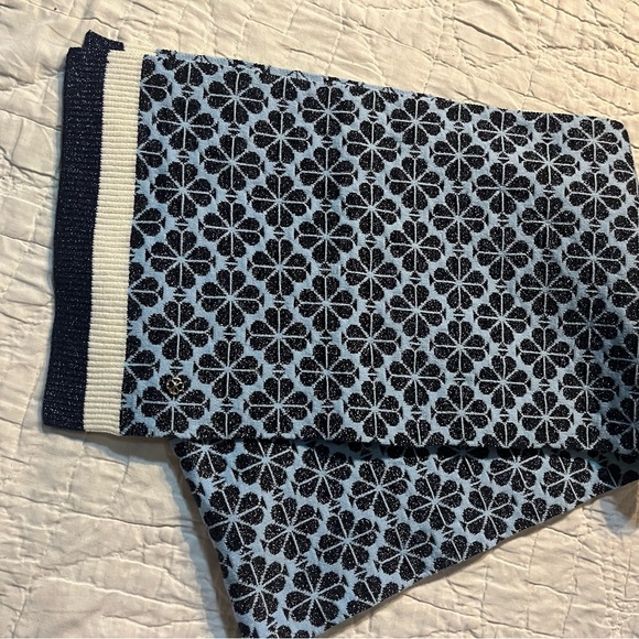 Kate Spade Blue and Black Floral Knit Scarf Size: 71” x 11” - Picture 6 of 11